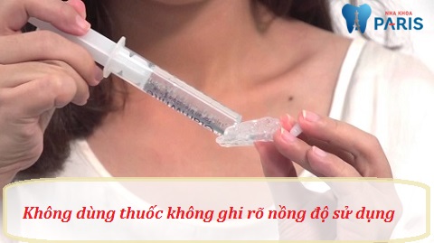 Không dùng thuốc tẩy trắng không ghi rõ nồng độ thuốc sử dụng