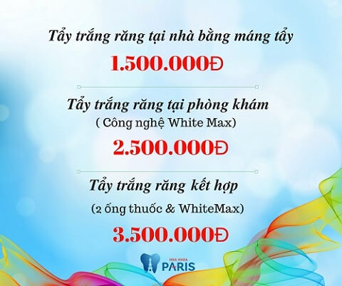 Bảng giá tẩy trắng răng tại Nha khoa Paris